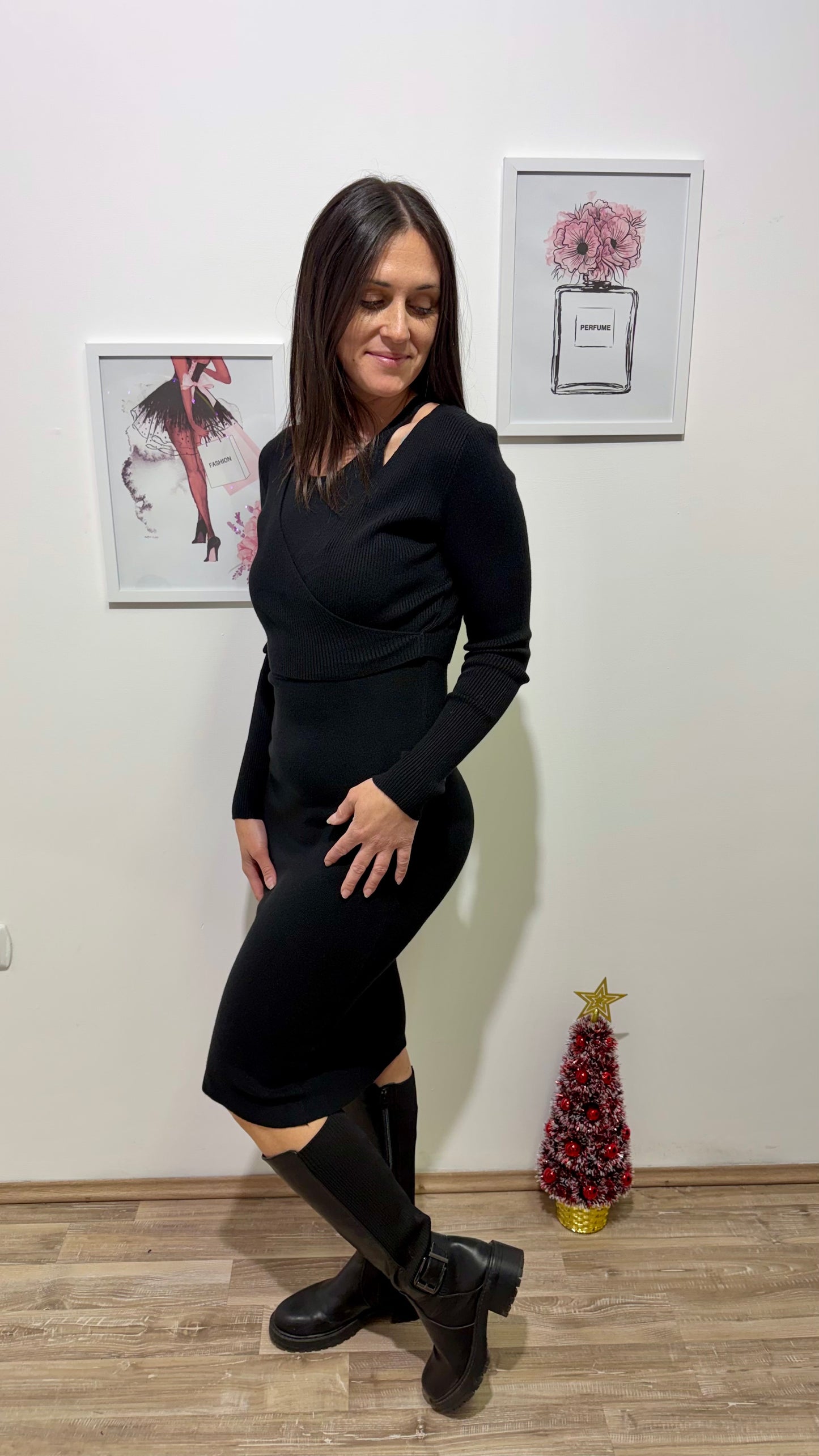 Abito con maglia incrociata