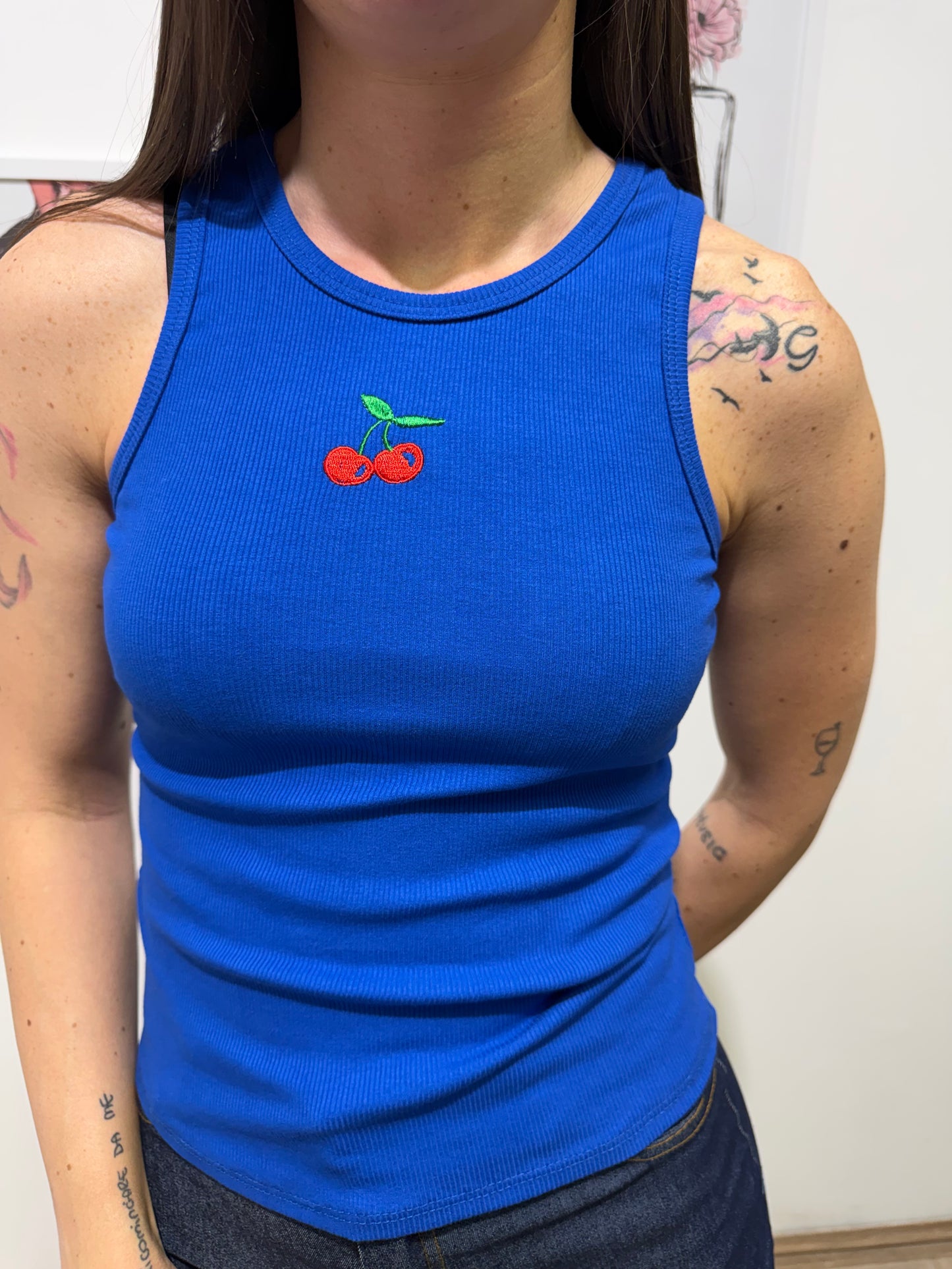 Canotta Cherry blu