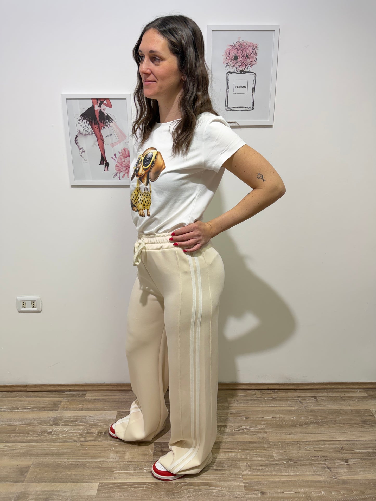 Pantalone tuta crema