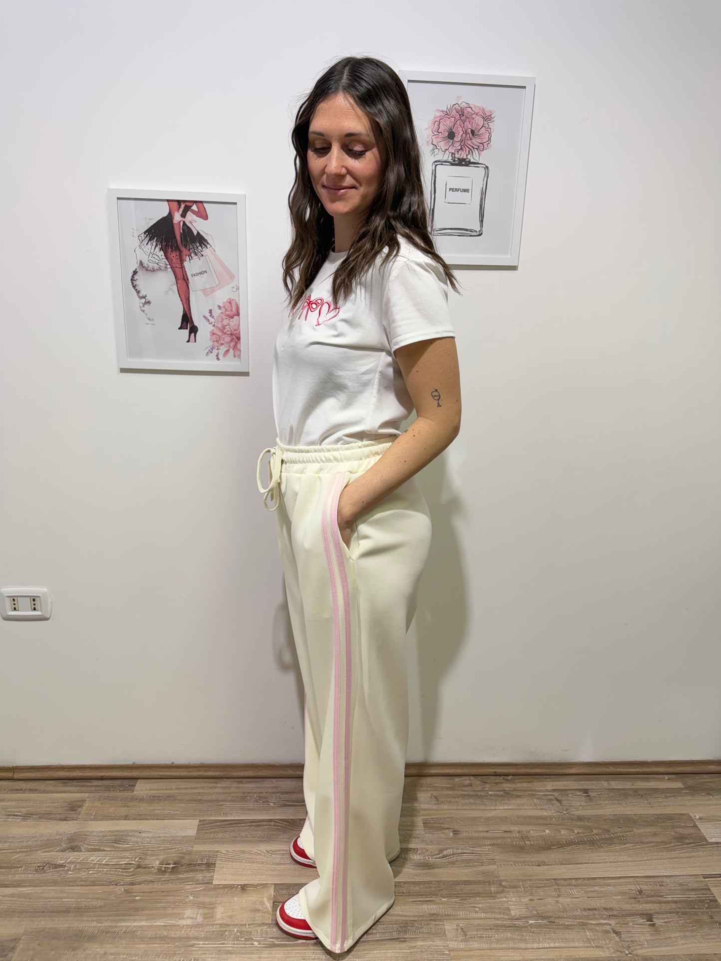 Pantalone tuta panna