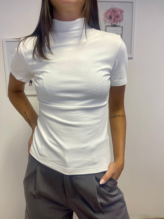 Maglia bianca mezzo lupetto