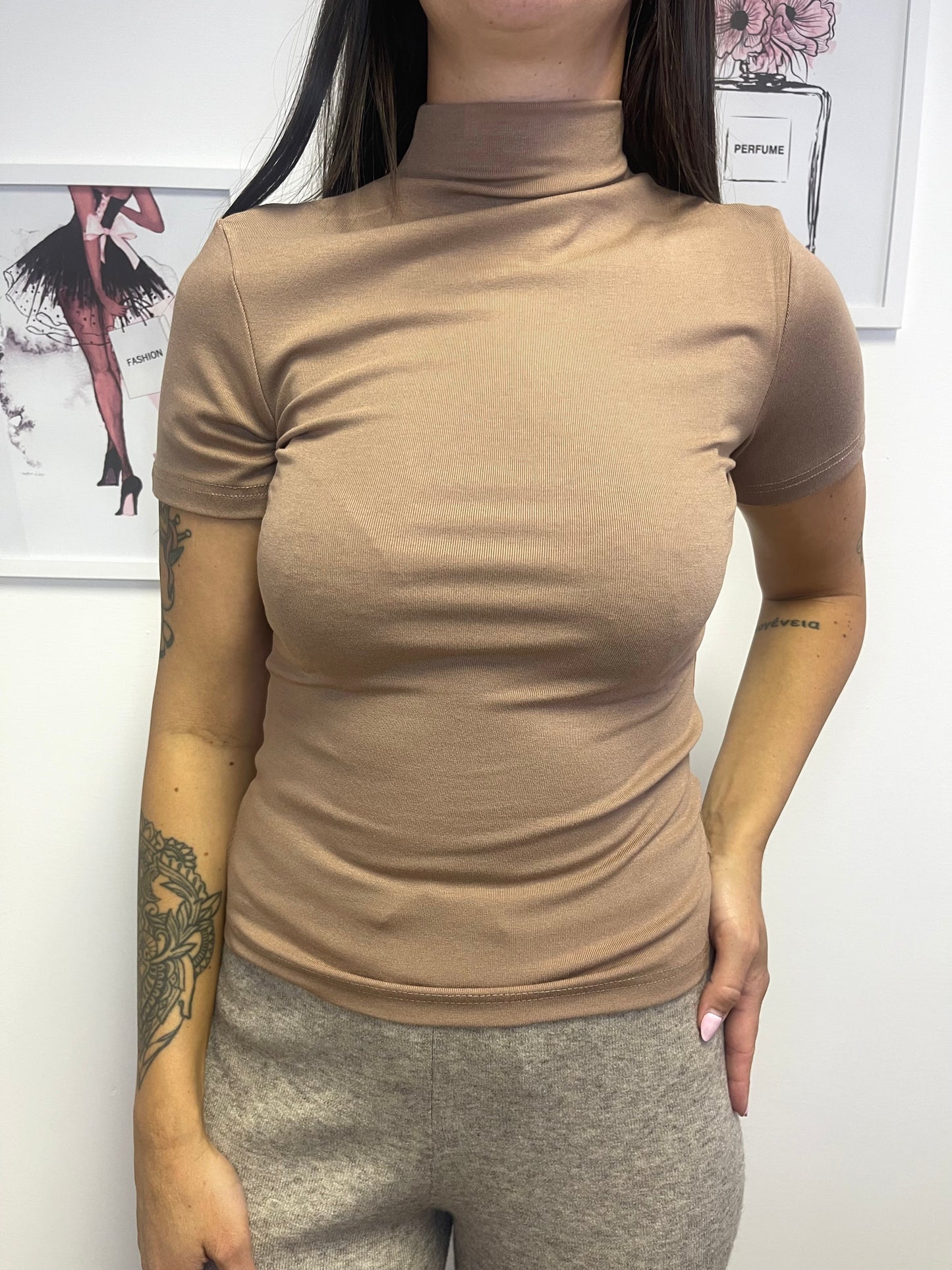 Maglia cammello mezzo lupetto