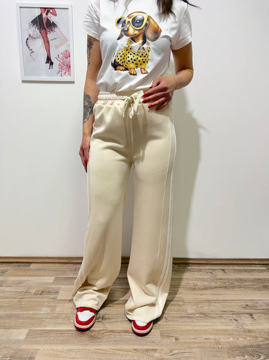 Pantalone tuta crema