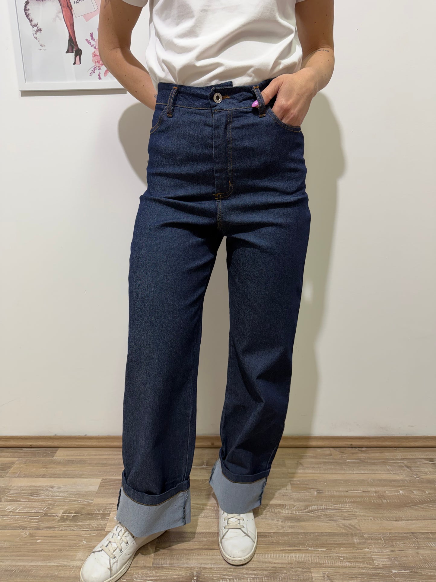 Jeans con risvolto