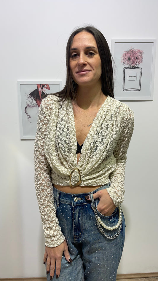 Maglia pizzo gioiello