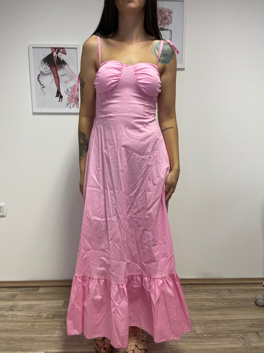 Vestito rosa con balza