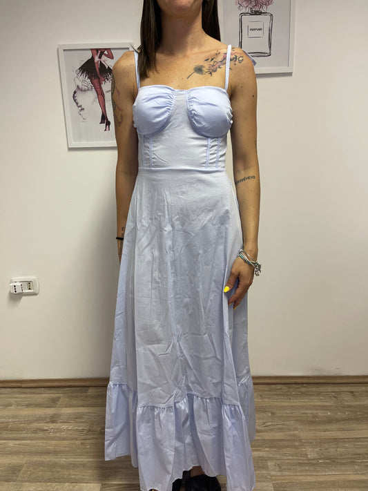 Vestito azzurro con balza