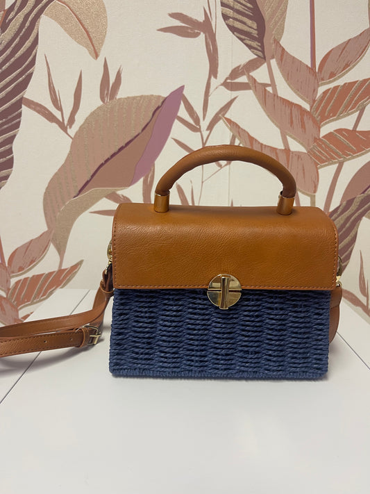 Borsa in paglia blu